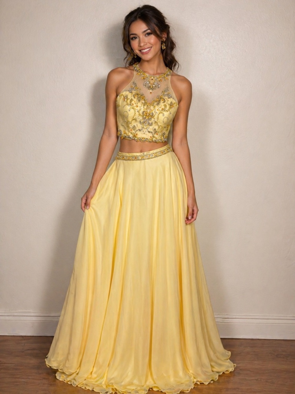 Nina Canacci NWT Halter Beaded Two-Piece Prom Quinceañera Formal Gown Dress 12